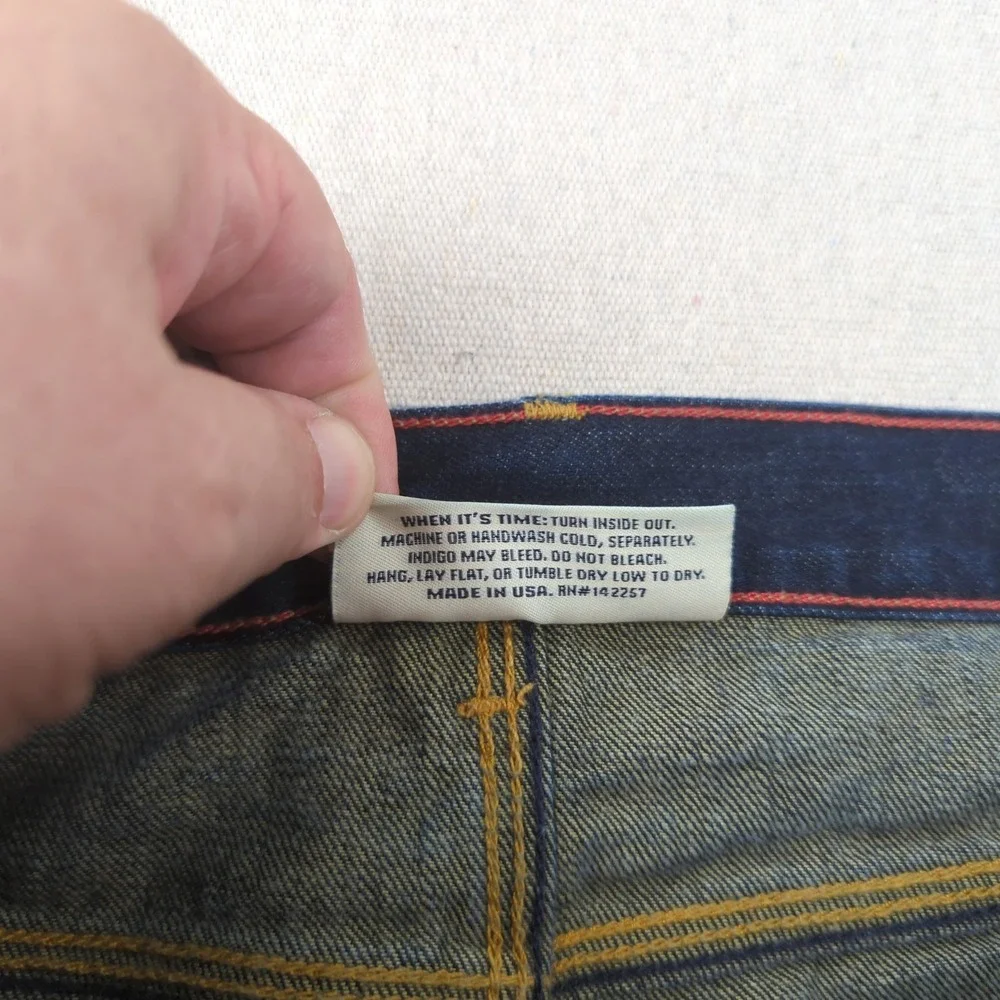 Raleigh Denim Jeans Mens 29x34 Blue Martin Selvedge‎ Button Fly White Oak